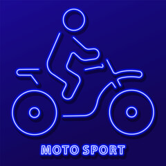 moto sport neon sign, modern glowing banner design, colorful modern design trend on black background. Vector illustration.