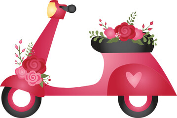 Paris, France, Bonjour, Fashion Lady, scooter © MyClipArtStore.com