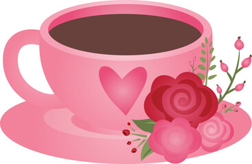Paris, France, Bonjour, tea cup with roses, coffee, floral