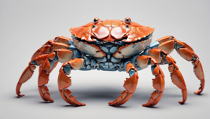 A red crab with white claws