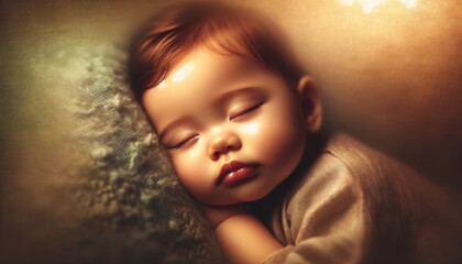 Portrait of a Serene Sleeping Baby in Warm Light
