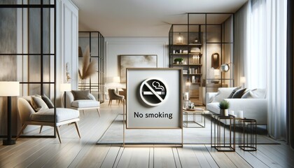 No Smoking Sign in Modern Living Room
