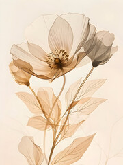 X-ray vintage flowers illustration