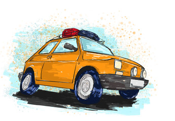 Historic car made in marker style