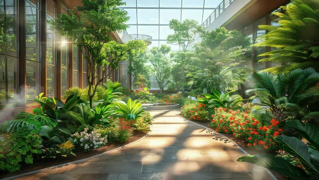 Animation mini garden in the room. seamless 4k video looping background. generated with ai