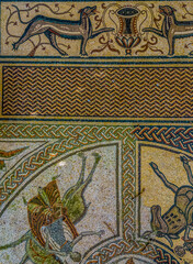 Details of Roman Mosaic at Littlecote, Near Hungerford, Engalnd, UK.