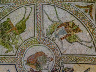 Details of Roman Mosaic at Littlecote, Near Hungerford, Engalnd, UK.