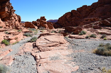 Valley of Fire in Nevada on a scorching hot day during April 2024. 