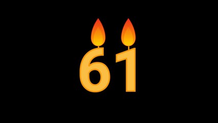 61 Number Cake with Flame Animation