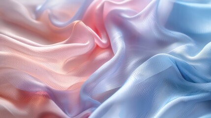 Obraz premium A pastel colored silk fabric, flowing in soft curves, elegant background for product display. The beauty of the scene textures or patterns, a luxury feeling.