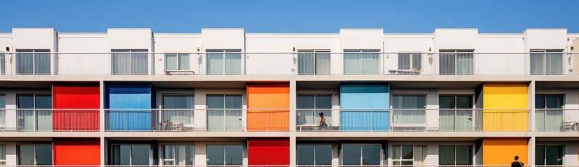 Vibrant Living: Residential Complex Building Featuring Colorful Bay Windows Exterior