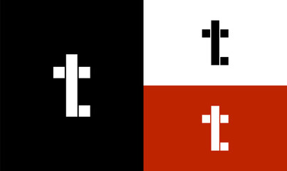 T letter geometric logo design , Flat design t logo design, Vector logo