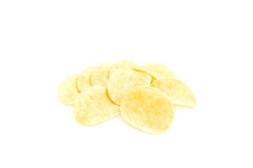 Potato chips mixed chili powder isolated on white background, Spicy potato chips 
