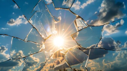 A cracked but not broken mirror , making the beauty of reflection through it, self confident, representing healing and self-acceptance.