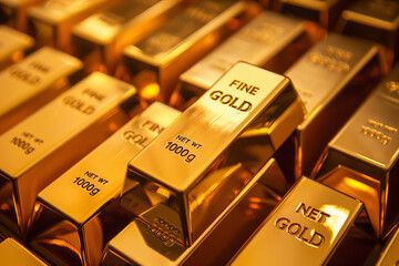 The gold bars are arranged in an orderly