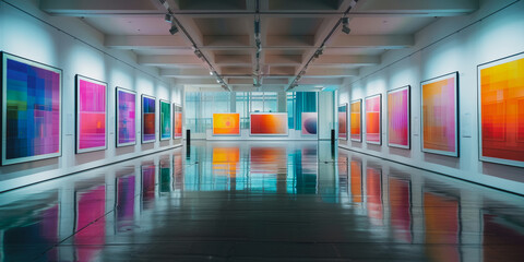 Fototapeta premium A large room with many paintings on the walls