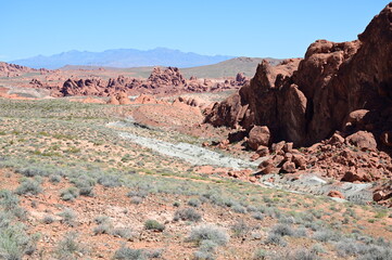 Valley of Fire in Nevada on a scorching hot day during April 2024