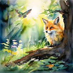 A beautiful baground nature with beautiful fox