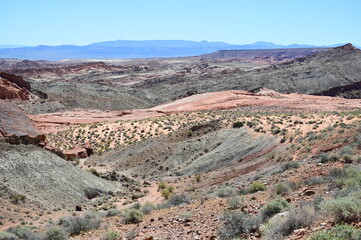 Valley of Fire in Nevada on a scorching hot day during April 2024. 