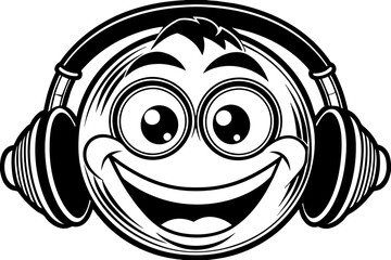 face with headphones