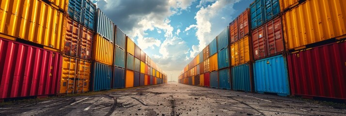 Colorful cargo containers showcase diversity at port terminal