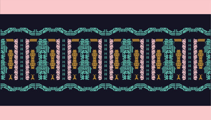 retro ethnic tribal mix to cyberpunk pattern seamless background for fabric and textile,2d illustration