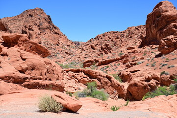Valley of Fire in Nevada on a scorching hot day during April 2024. 