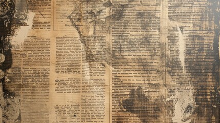 Vintage Newspaper Clippings Collage Background
