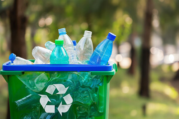 bottle plastic in a bin for recycle and reuse concept