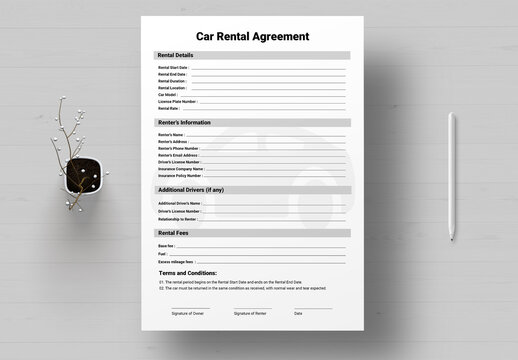 Car Rental Agreement Template