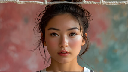 French Twist Hairstyle: Beautiful Girl Volleyball Athlete Images, Graceful Updo on Lovely Female Volleyball Players, Elegant Hairdo for Volleyball Athletes, Chic Twist Style on Stunning Girls