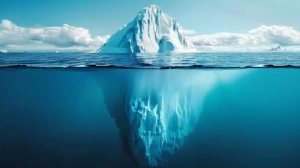 Iceberg melting rapidly in an open water body, a stark image of climate change