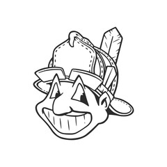 demon's face smiled beneath the firefighter's helmet vector images