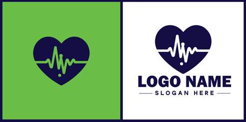 Heart with pulse icon Heartbeat icon Cardiogram symbol Pulse sign flat logo sign symbol editable vector