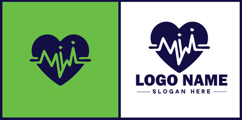 Heart with pulse icon Heartbeat icon Cardiogram symbol Pulse sign flat logo sign symbol editable vector
