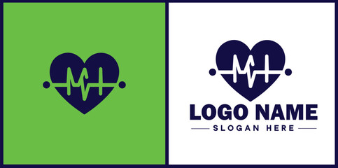 Heart with pulse icon Heartbeat icon Cardiogram symbol Pulse sign flat logo sign symbol editable vector