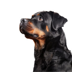 Obraz premium A Rottweiler, powerful dog that is often used as a guard dog. It is a loyal and protective breed that makes a great family pet