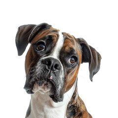 Portrait of adorable curious bulldox isolated on white background 