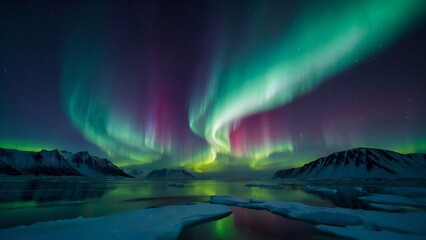 aurora borealis over the lake