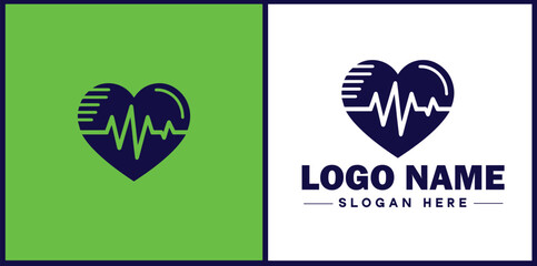 Heart with pulse icon Heartbeat icon Cardiogram symbol Pulse sign flat logo sign symbol editable vector