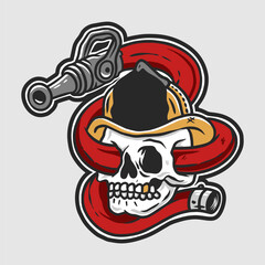 skull with a fire extinguisher hose Illustration Vector Image