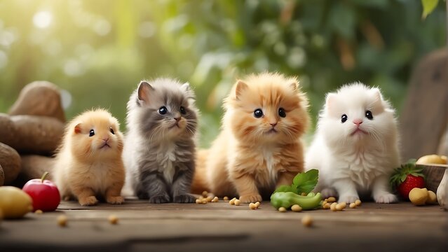 Fluffy kittens and playful puppies Including cute mammals