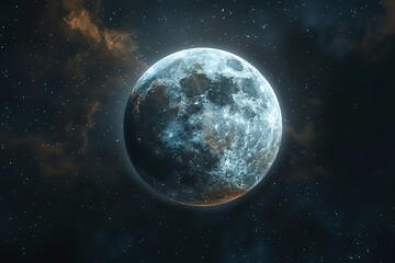 Realistic view of a penumbral lunar eclipse, subtle shadowing