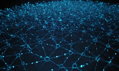 Obraz premium Data nodes connections with a blue theme in a modern way. Representing technology and data influence. AI Generated