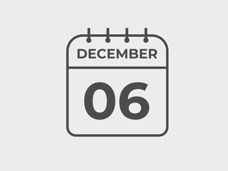 December 6 calendar reminder. 6 December daily calendar icon template. Calendar 6 December icon Design template. Vector illustration
