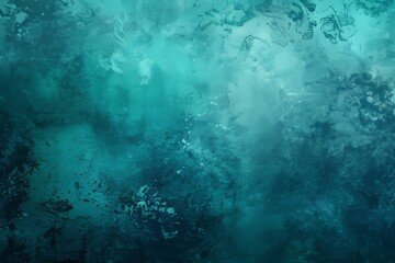 Fototapeta premium Viridian aqua grainy color gradient background glowing noise texture cover header poster design