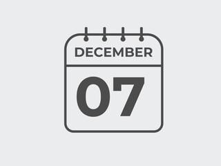 December 7 calendar reminder. 7 December daily calendar icon template. Calendar 7 December icon Design template. Vector illustration

