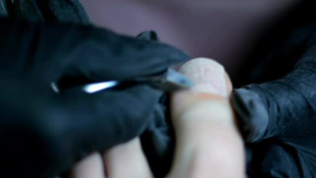 Close up video of podology pedicure