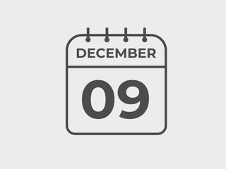 December 9 calendar reminder. 9 December daily calendar icon template. Calendar 9 December icon Design template. Vector illustration
