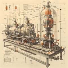 Exploded Diagram of Automated Canning Line Machinery Mechanisms and Technical Schematics